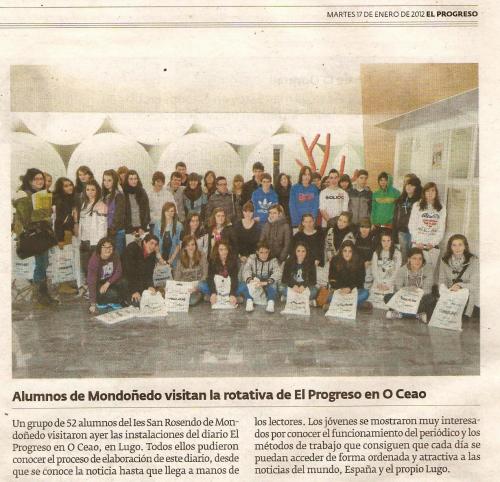Visia ao diario EL PROGRESO de Lugo de alumnos do IES